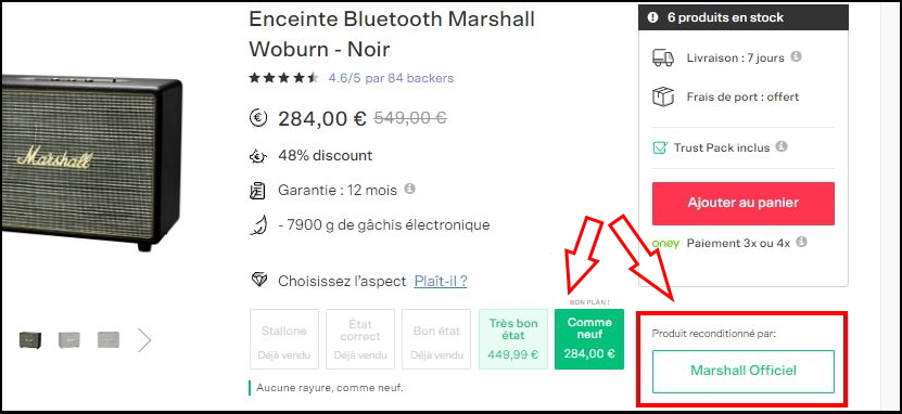 Enceinte Bluetooth Marshall Woburn Ii Blanc Neuf & Reconditionné