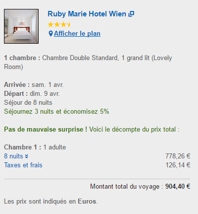 Expedia prix total détaillé