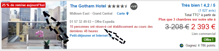 messages oppressants sur Expedia